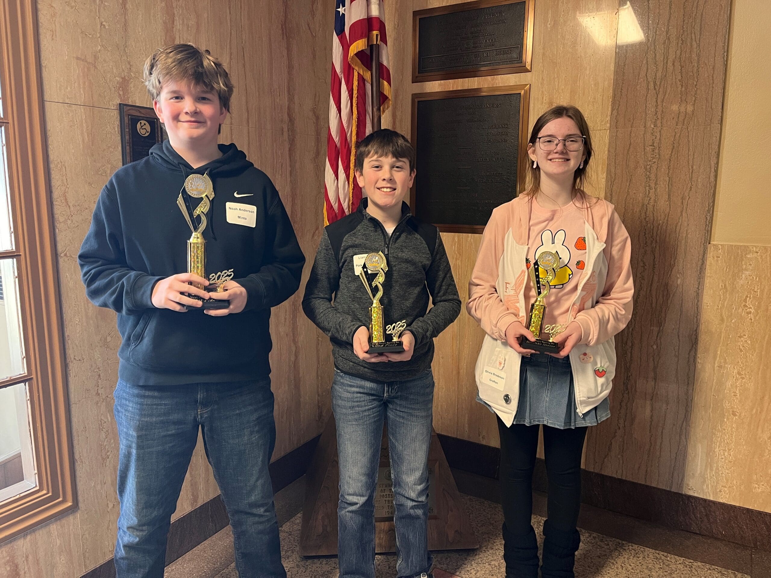 Left to Right: Noah Anderson, 1st Place; Liam Miller, 2nd Place; and Olivia Bredeson, Honorable Mention